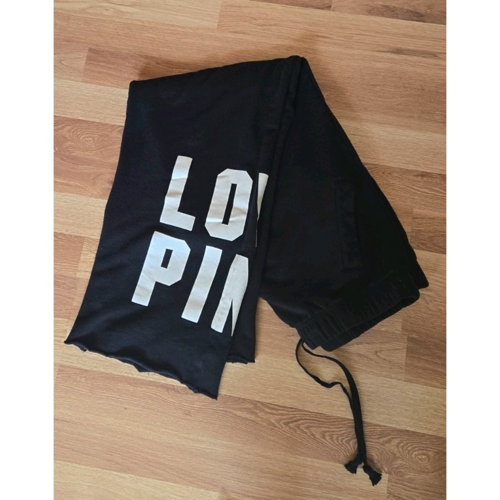 Victoria's Secret VS Boyfriend Wide Leg Flare Sweat Pants Logo Black medium